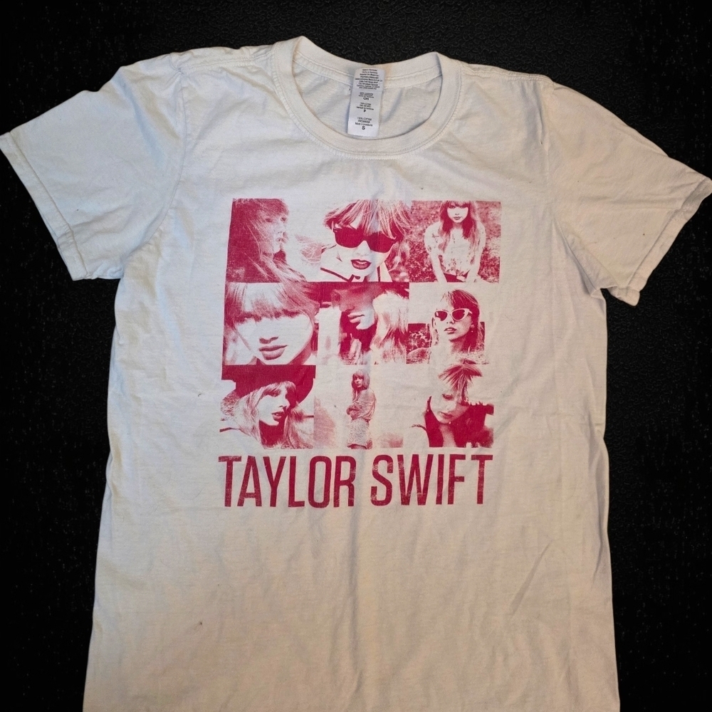 Taylor Swift Graphic Tee Small Red Collage Shirt Swiftie Concert Top